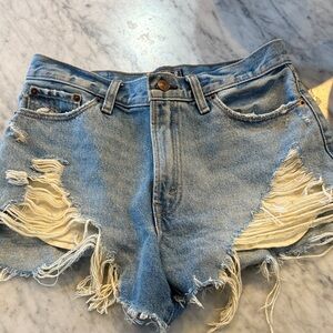 Abercrombie & Fitch Light Blue Distressed Jean Shorts